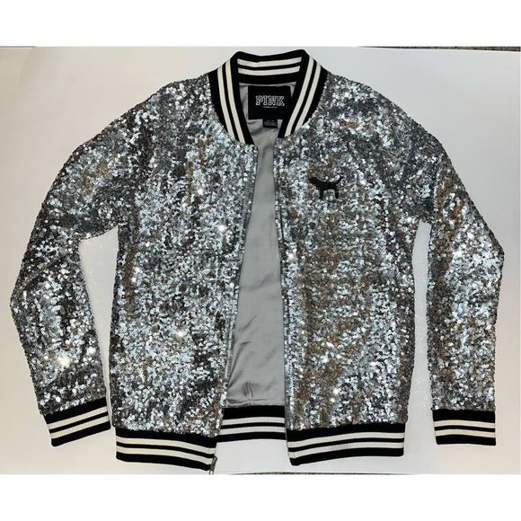 RARE Victoria's Secret Pink Full Sequin BLING Varsity Jacket Fashion Show 2013 C - Picture 8 of 15